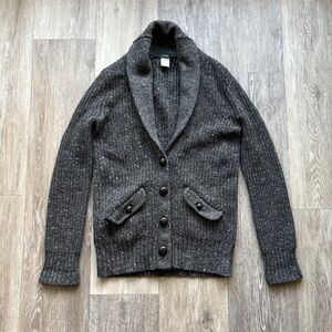 J. Crew Gray Knit Wool Mohair Angora Rabbit Blend Preppy Sweater Cardigan Size S